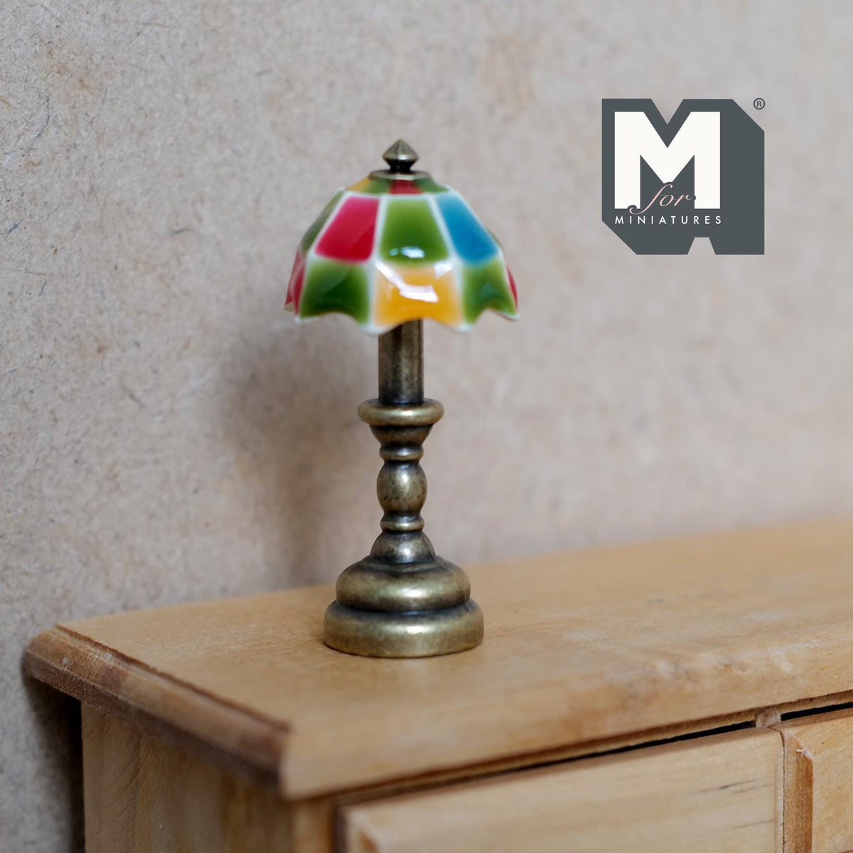 Miniature Table Lamp 1:12 Scale Dollhouse Metal Base Coffee Lamp 1-11/16 inch tall (non-electric) - C085