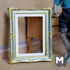 Miniature Ornate Picture Frame 1:12 Scale Dollhouse Large Size Painting Frame 3-9/16 inch tall (green/gold) - A054