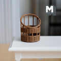 Miniature Faux Wicker Basket 1:12 Scale Dollhouse Rattan Laundry Hamper Storage Bin 1-7/16 inch tall (brown) - C068