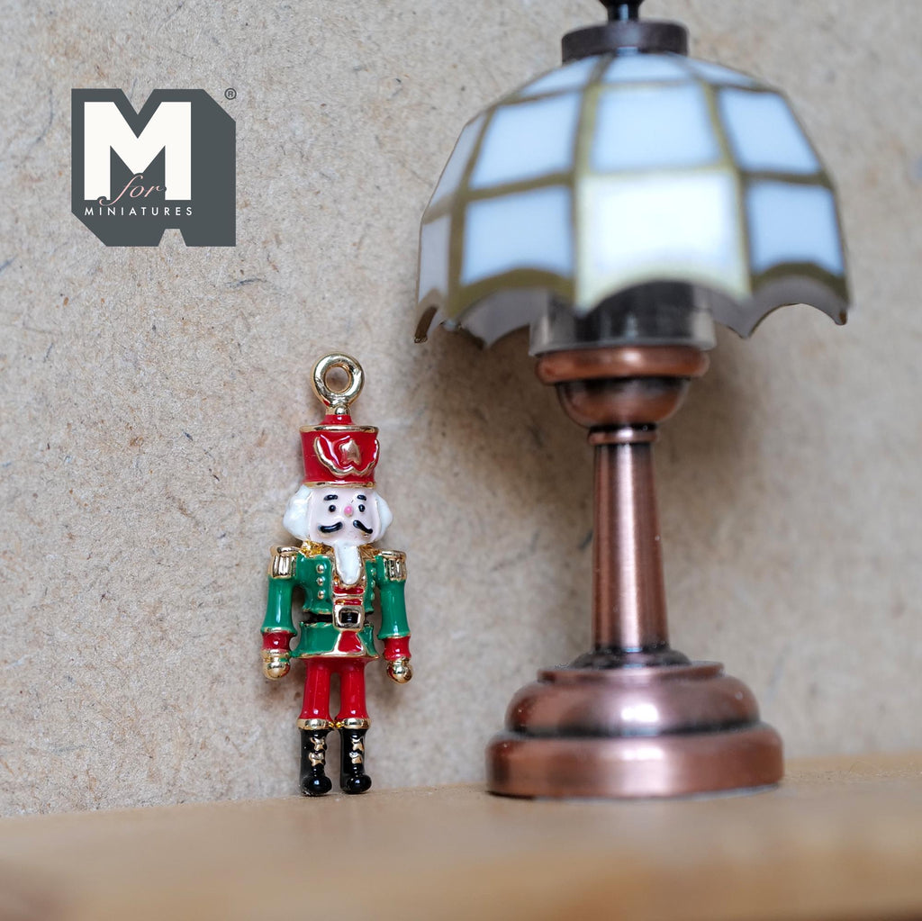 Dollhouse Ornament German Soldier 1:12 Scale Miniature Christmas Tree Decor 1-1/8 inch tall (metal) (green / red) - G080