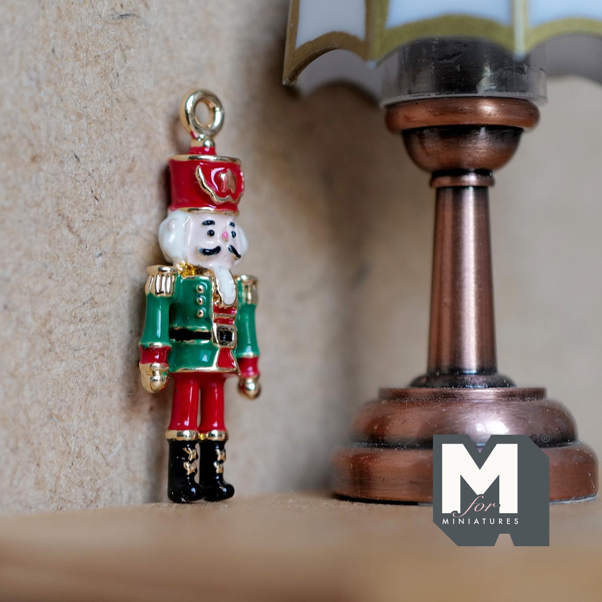Dollhouse Ornament German Soldier 1:12 Scale Miniature Christmas Tree Decor 1-1/8 inch tall (metal) (green / red) - G080