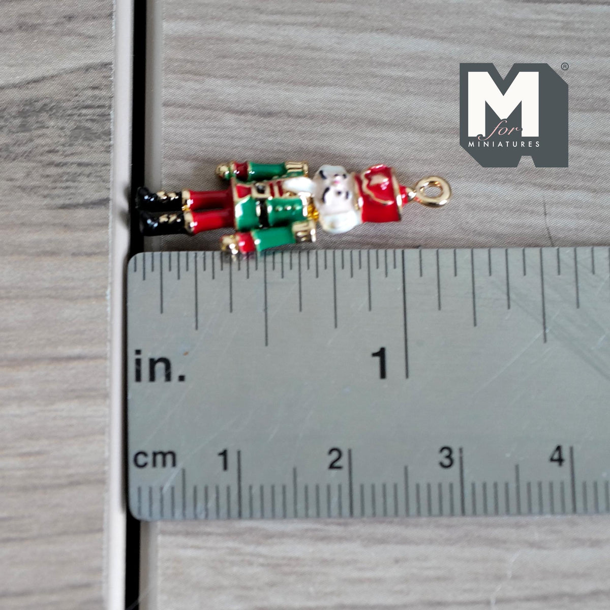 Dollhouse Ornament German Soldier 1:12 Scale Miniature Christmas Tree Decor 1-1/8 inch tall (metal) (green / red) - G080
