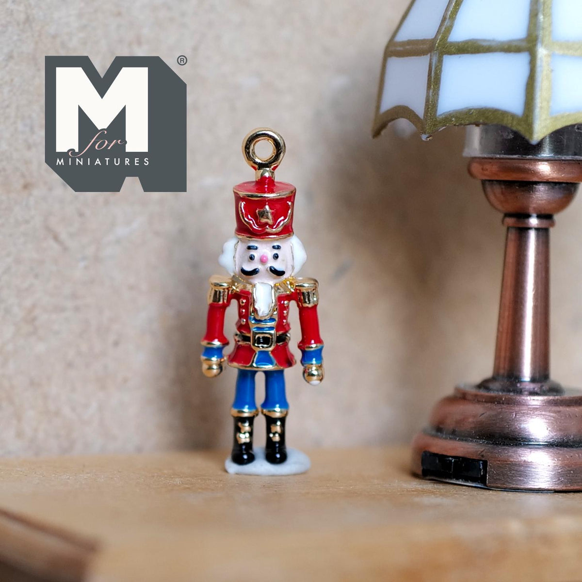 Dollhouse Ornament German Soldier 1:12 Scale Miniature Christmas Tree Decor 1-1/8 inch tall (metal) (red / blue) - G080