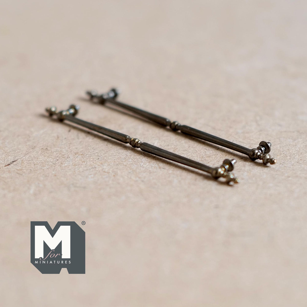1:12 Scale Miniature Long Door Pulls, French Door Handles Set of 2, Requires Mounting, 1-15/16 inch tall (bronze)