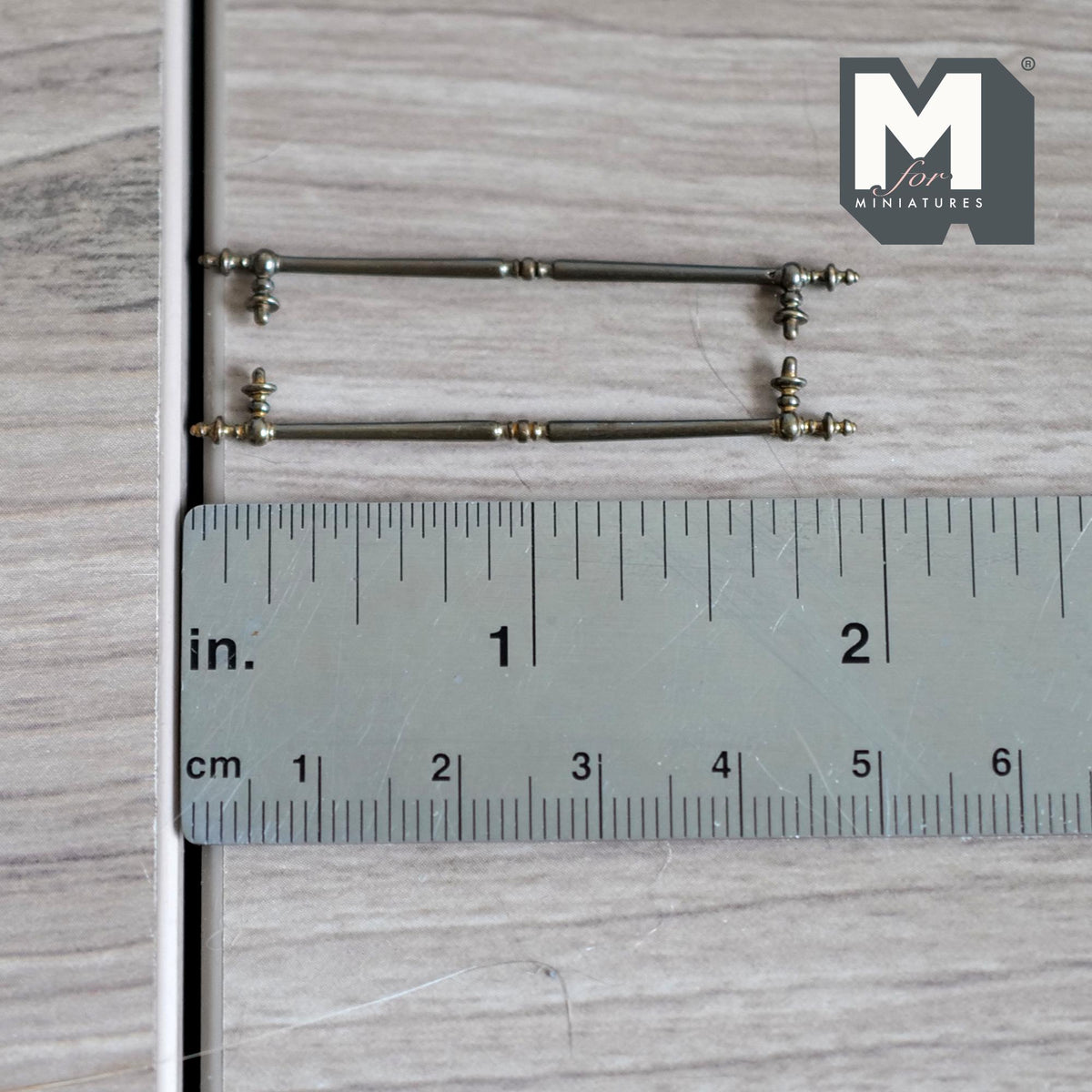 1:12 Scale Miniature Long Door Pulls, French Door Handles Set of 2, Requires Mounting, 1-15/16 inch tall (bronze)