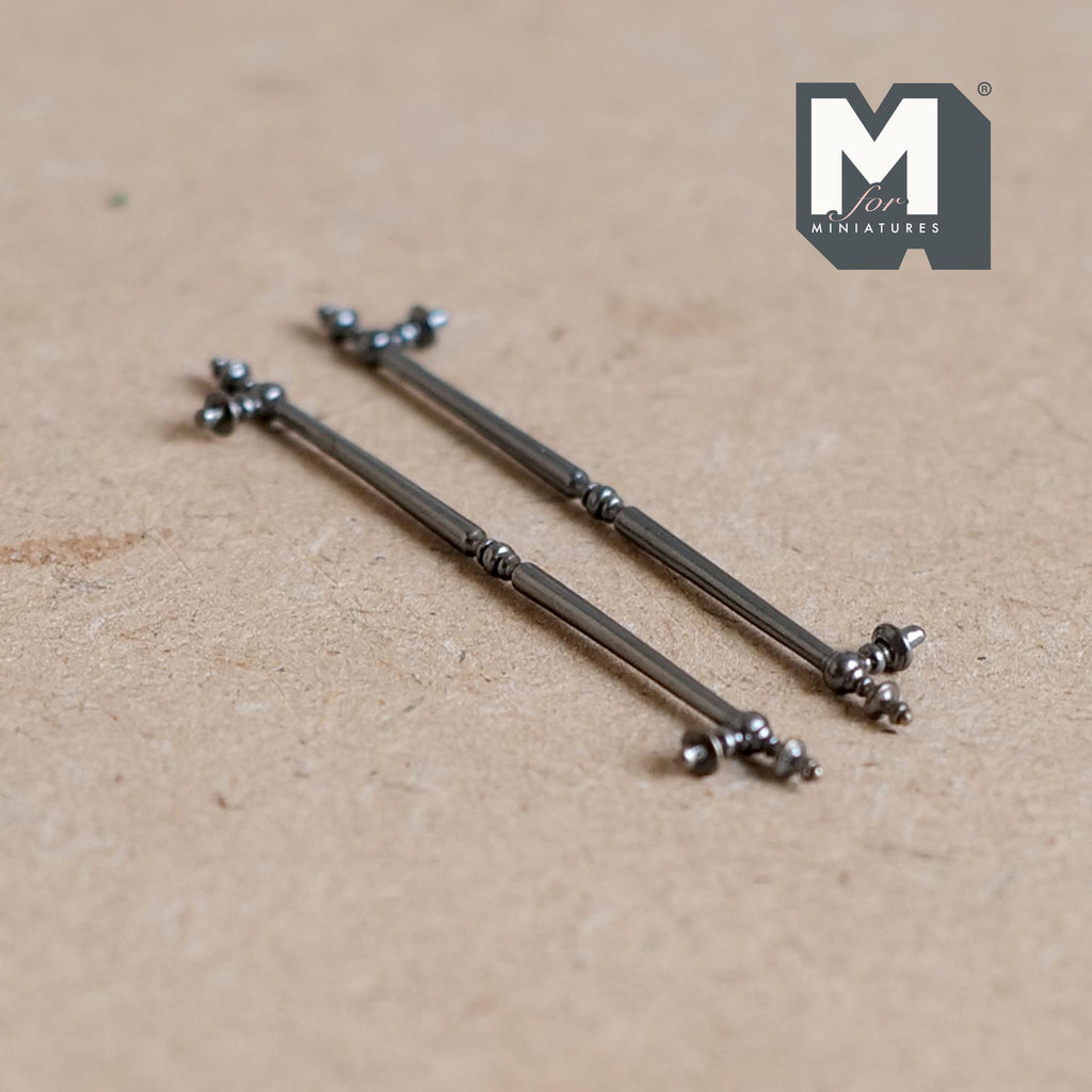 1:12 Scale Miniature Long Door Pulls, French Door Handles Set of 2, Requires Mounting, 1-15/16 inch tall (metallic gray)