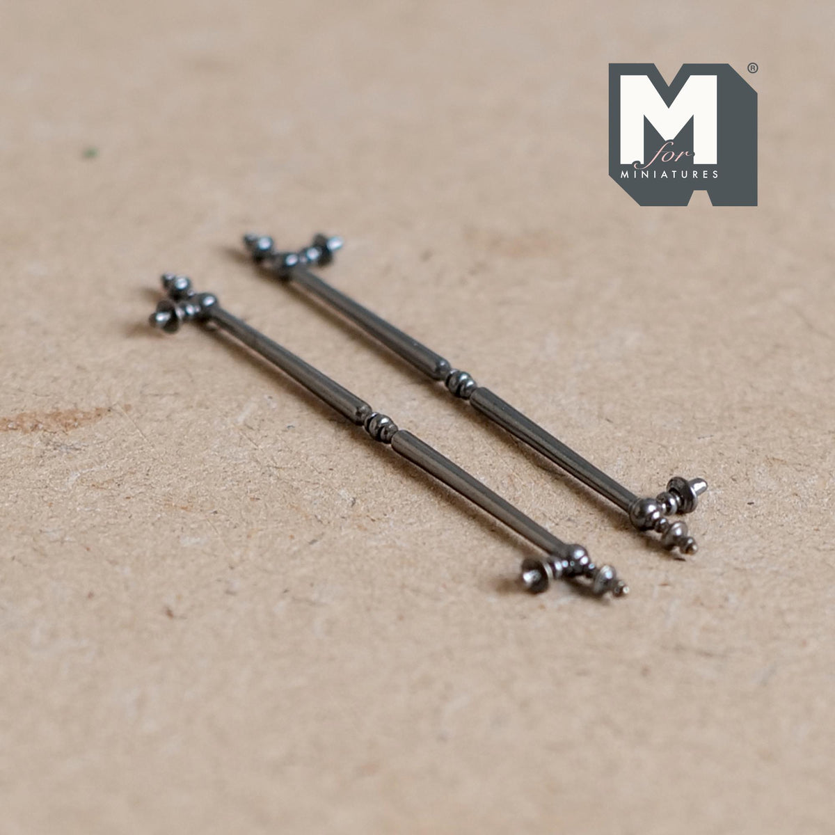 1:12 Scale Miniature Long Door Pulls, French Door Handles Set of 2, Requires Mounting, 1-15/16 inch tall (metallic gray)
