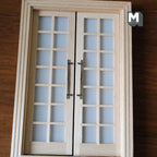 1:12 Scale Miniature Long Door Pulls, French Door Handles Set of 2, Requires Mounting, 1-15/16 inch tall (metallic gray)