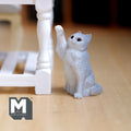 Miniature Sitting Cat Hand Up 1:12 Scale Sitting Gray Cat 1-5/16 inch tall - B044