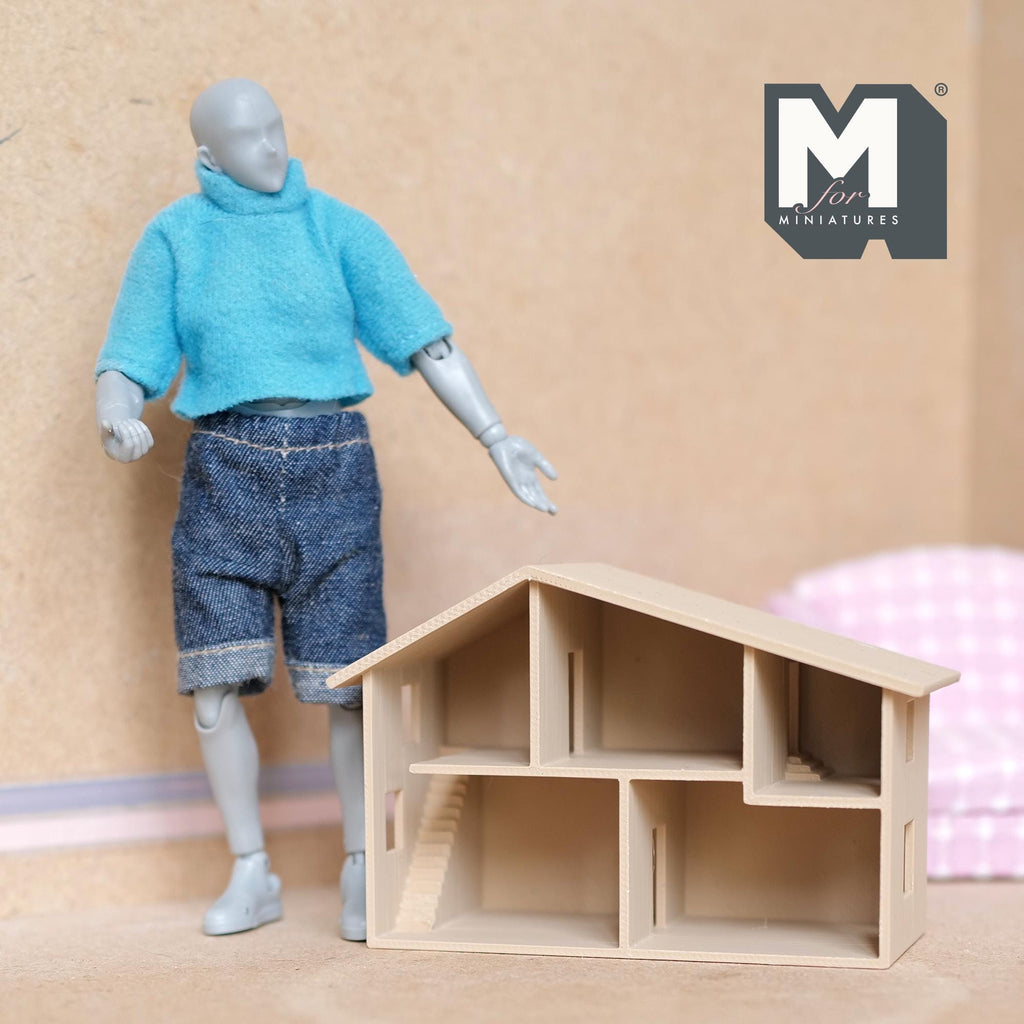 1:144 Scale Micro Dollhouse 1 Inch Scale Playroom Accessory & Miniature Toy House 3-15/16 inch wide (beige) - A044