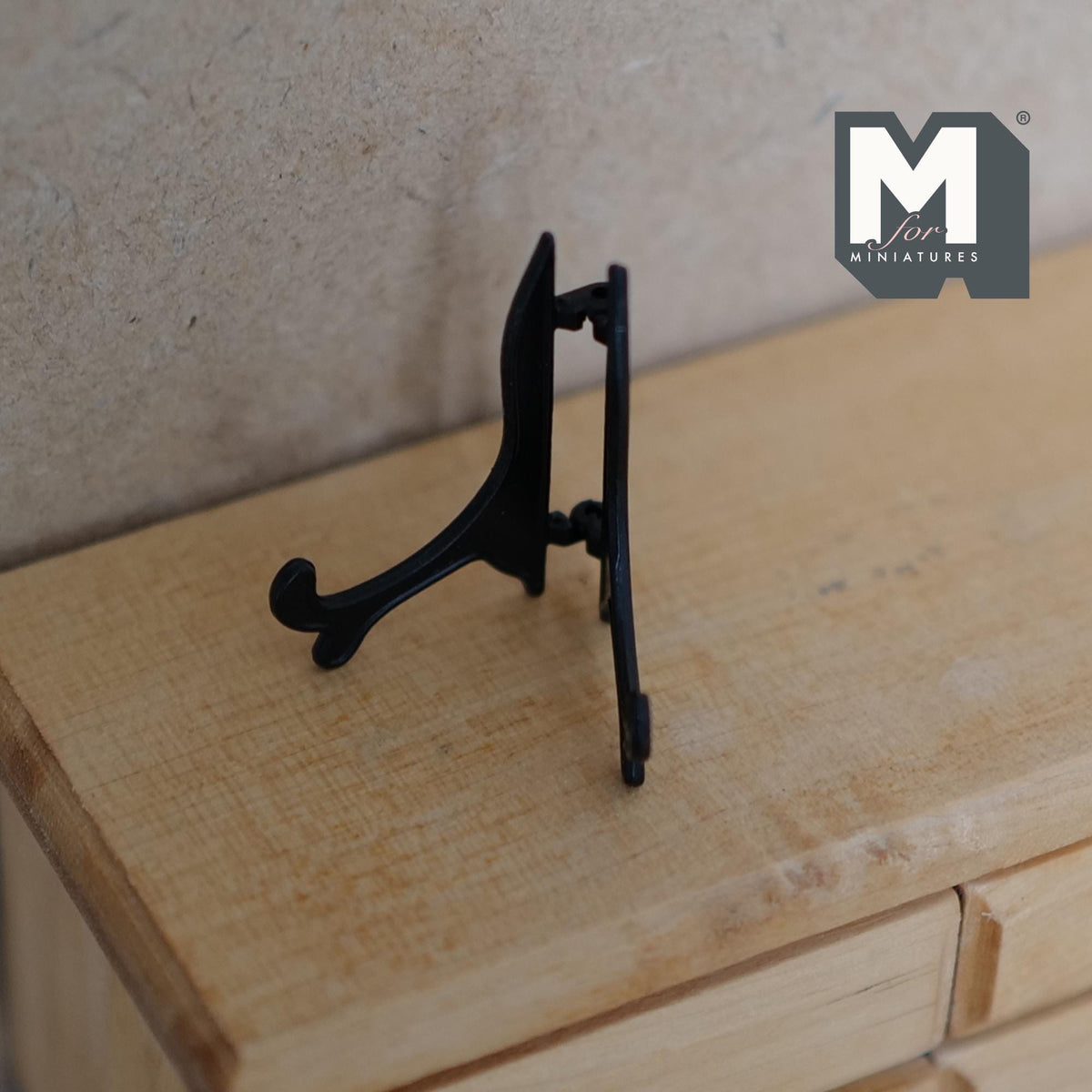 Miniature Picture Holder 1:12 Scale Dollhouse Plate Stand Book Holder 1-1/8 inch tall (black) - C025