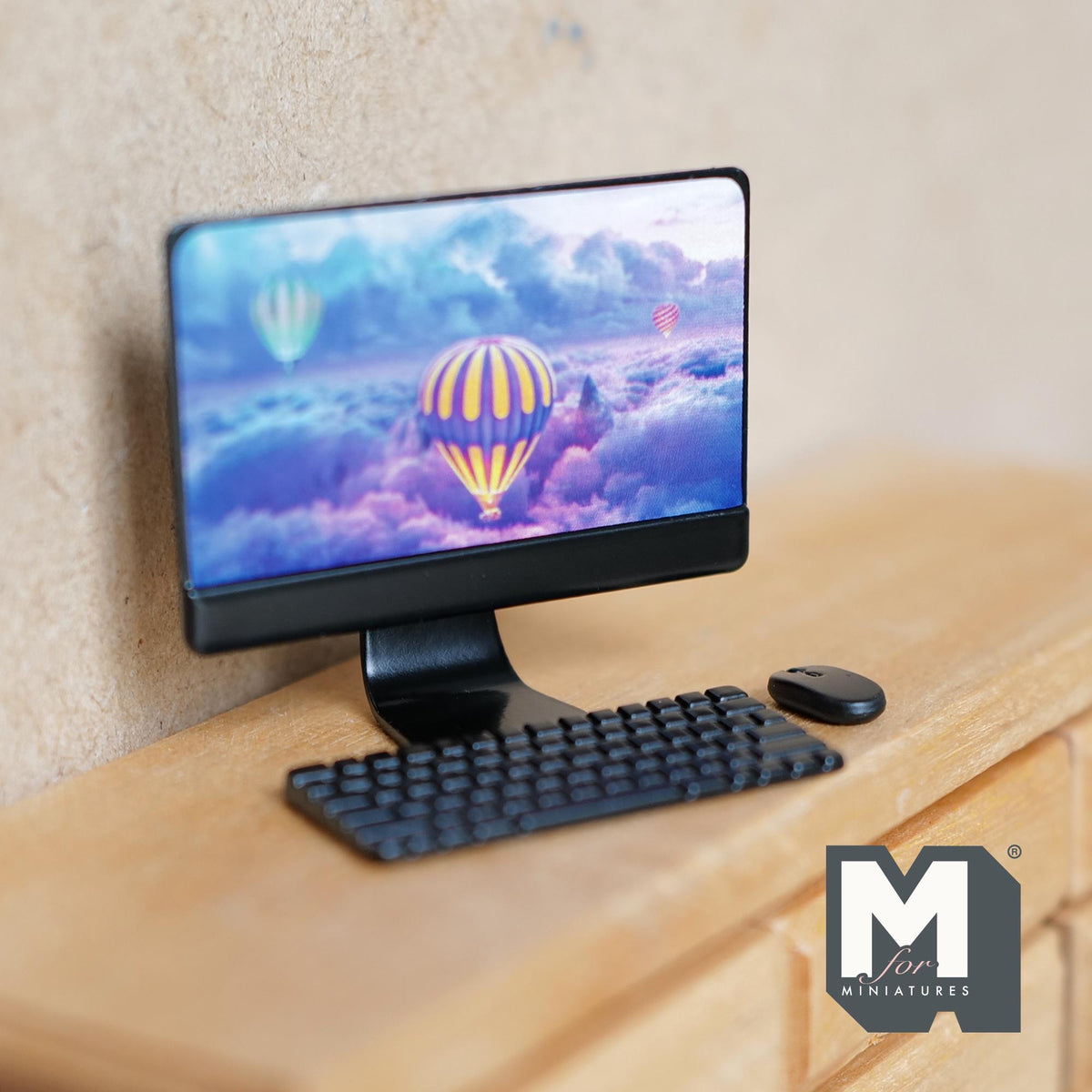 Miniature Computer Monitor Set of 3 , 1:12 Scale Keyboard and Mouse (non-working) - C090