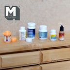 Assorted Miniature Empty Bottles and Lids Set of 6 , 1:12 Scale Dollhouse Decor - E058