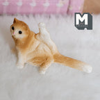 Miniature Ginger Tabby Cat Leg Grooming - 1:12 Scale Dollhouse Cat Figurine 1-13/16 inch long - B031