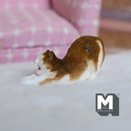 Miniature Stretching Cat , 1:12 Scale Dollhouse Supplies Cat 1-1/2 inch long (brown) - B031