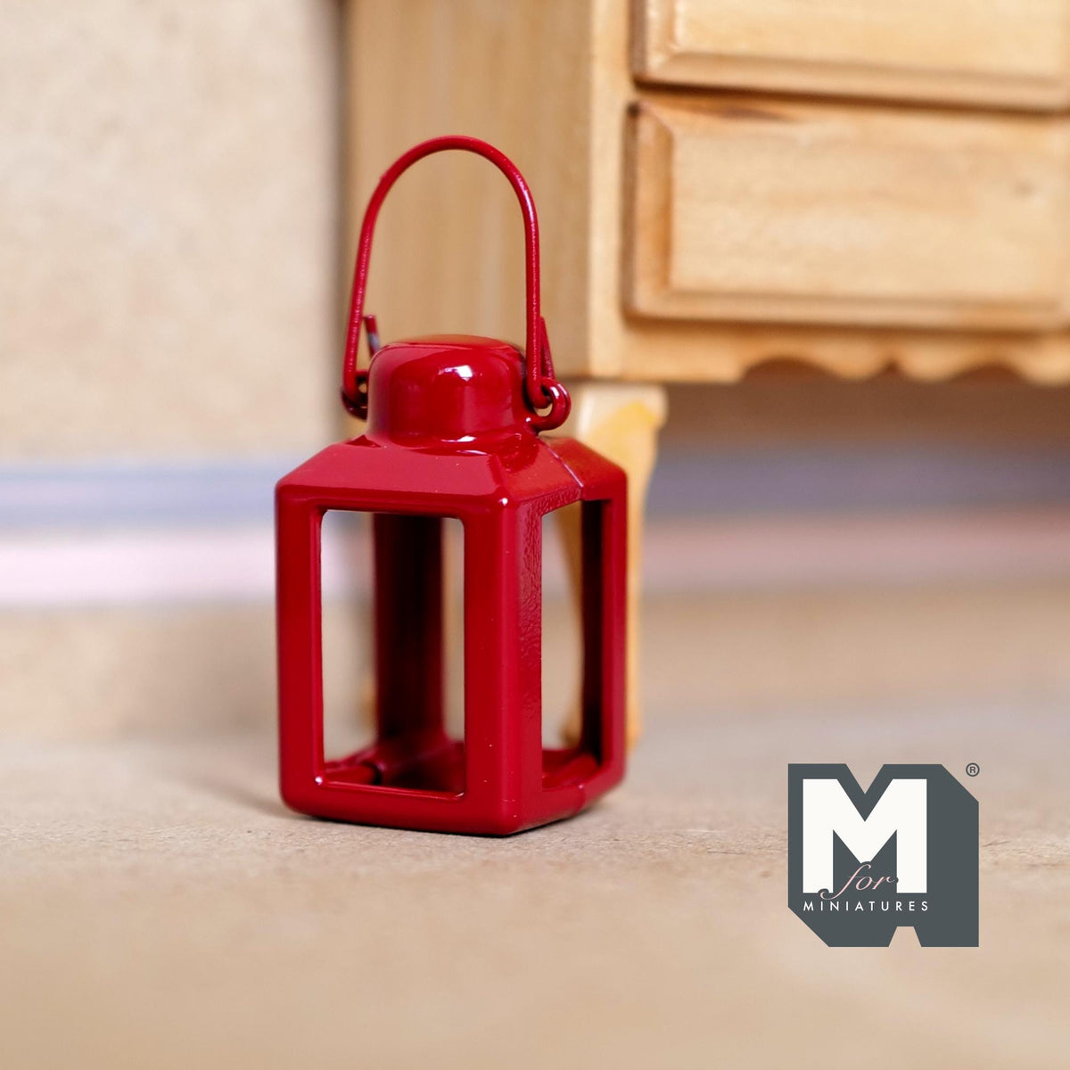 1:12 Scale Miniature Lantern | Dollhouse Camping Accessory & Outdoor Decor | Fairy Garden Prop 1-7/16 inch tall (red) - C074
