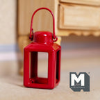 1:12 Scale Miniature Lantern | Dollhouse Camping Accessory & Outdoor Decor | Fairy Garden Prop 1-7/16 inch tall (red) - C074