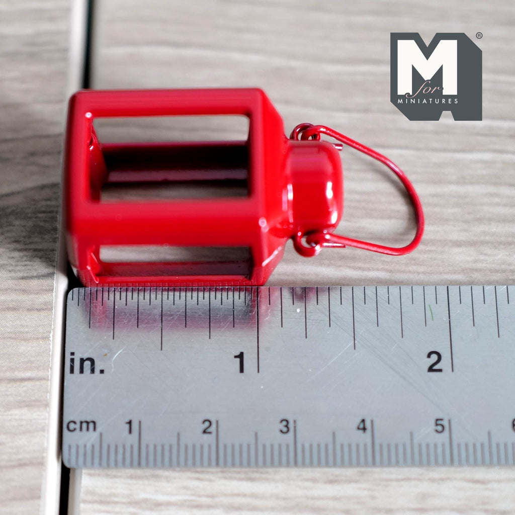 1:12 Scale Miniature Lantern | Dollhouse Camping Accessory & Outdoor Decor | Fairy Garden Prop 1-7/16 inch tall (red) - C074