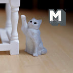 Miniature Sitting Cat Hand Up 1:12 Scale Sitting Gray Cat 1-5/16 inch tall - B044