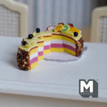 Miniature Sliced Fruit Cake 1:12 Scale Birthday Cake 7/8 inch dia. - D025