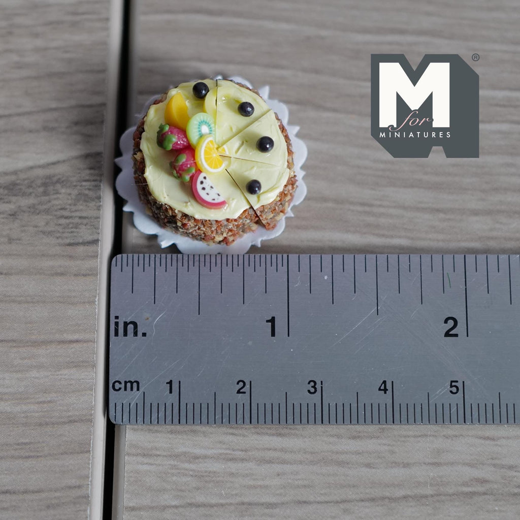 Miniature Sliced Fruit Cake 1:12 Scale Birthday Cake 7/8 inch dia. - D025