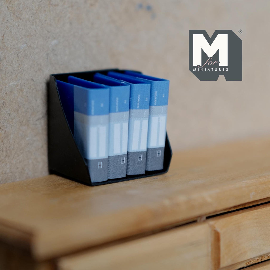 Miniature Binder Organizer 1:12 Scale Office Folders File Stand Stationary Accessories 1 inch tall - C046