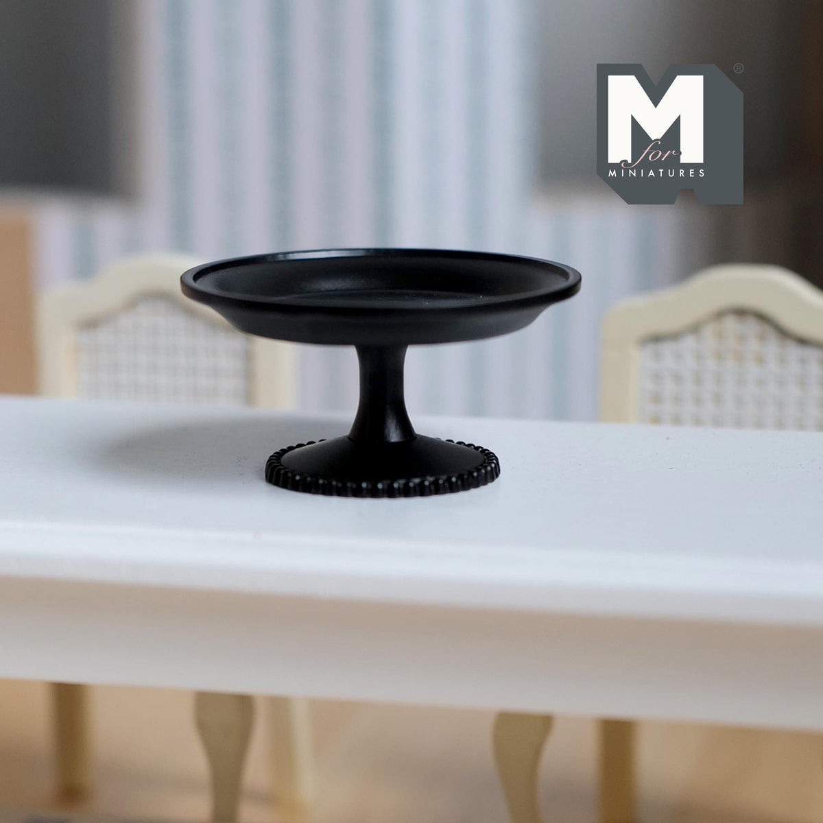 Miniature Metal Pedestal Serving Stand 1:12 Scale Large Size Cake Stand Patisserie Stand 1-9/16 inch dia. (black) - A018
