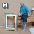 Miniature Ornate Picture Frame 1:12 Scale Dollhouse Large Size Painting Frame 3-9/16 inch tall (green/gold) - A054