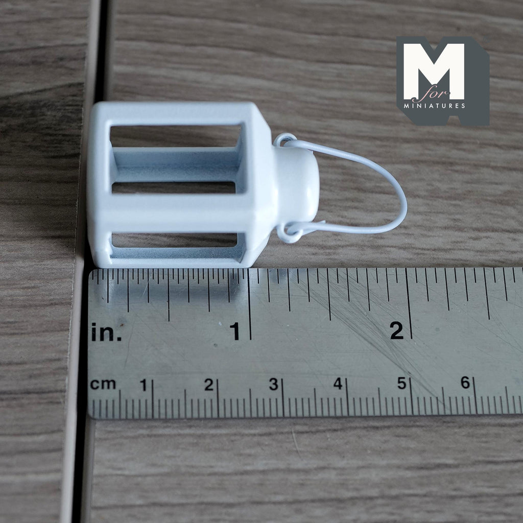1:12 Scale Miniature Lantern | Dollhouse Camping Accessory & Outdoor Decor | Fairy Garden Prop 1-7/16 inch tall (white) - C074