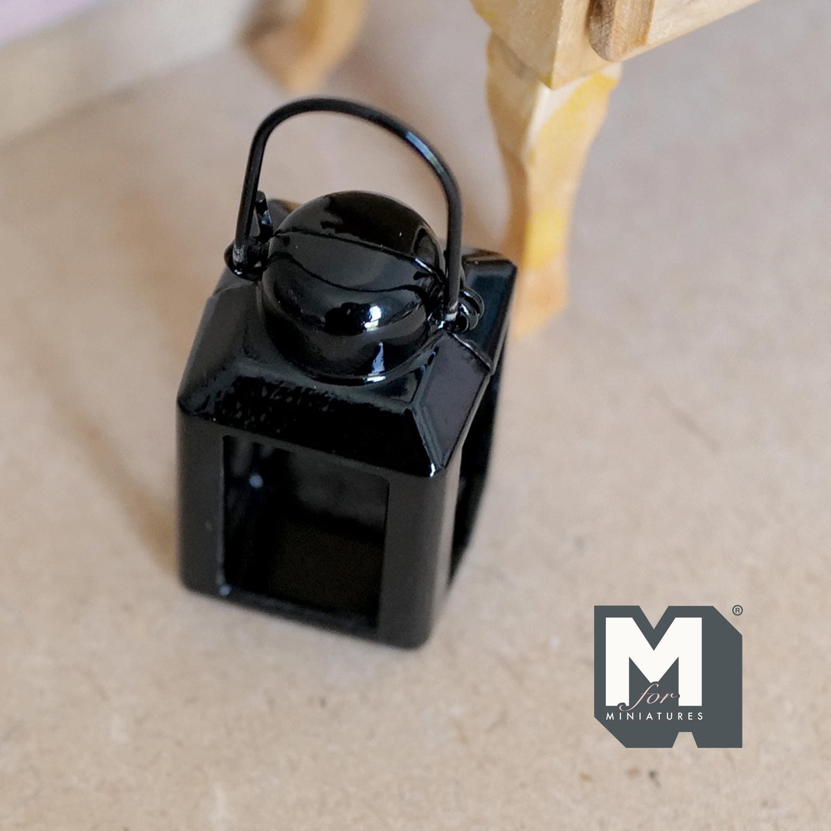 1:12 Scale Miniature Lantern | Dollhouse Camping Accessory & Outdoor Decor | Fairy Garden Prop 1-7/16 inch tall (black) - C074