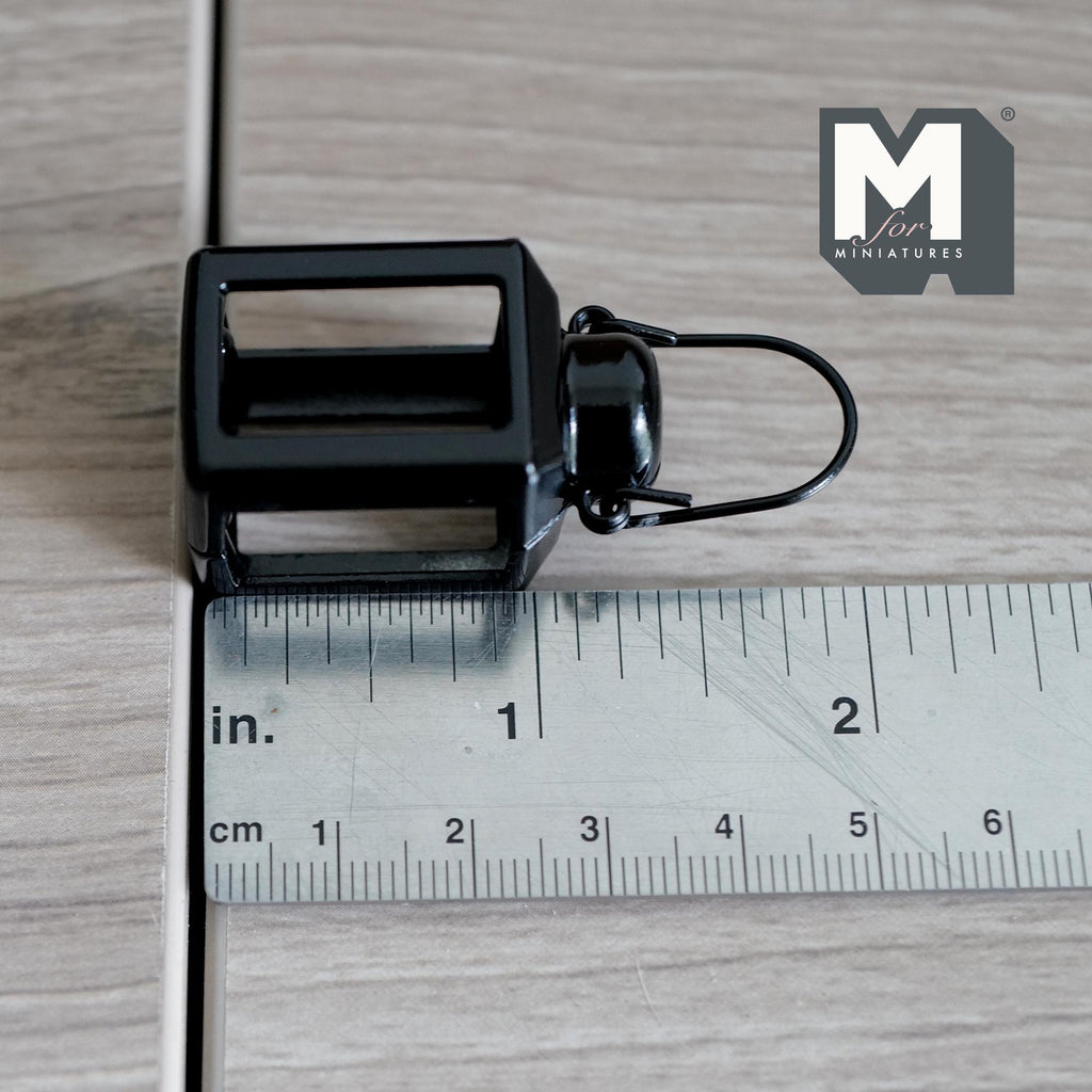 1:12 Scale Miniature Lantern | Dollhouse Camping Accessory & Outdoor Decor | Fairy Garden Prop 1-7/16 inch tall (black) - C074