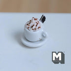 Miniature Hot Chocolate with Cream and Cookie 1:12 Scale Diorama Beverage - E090