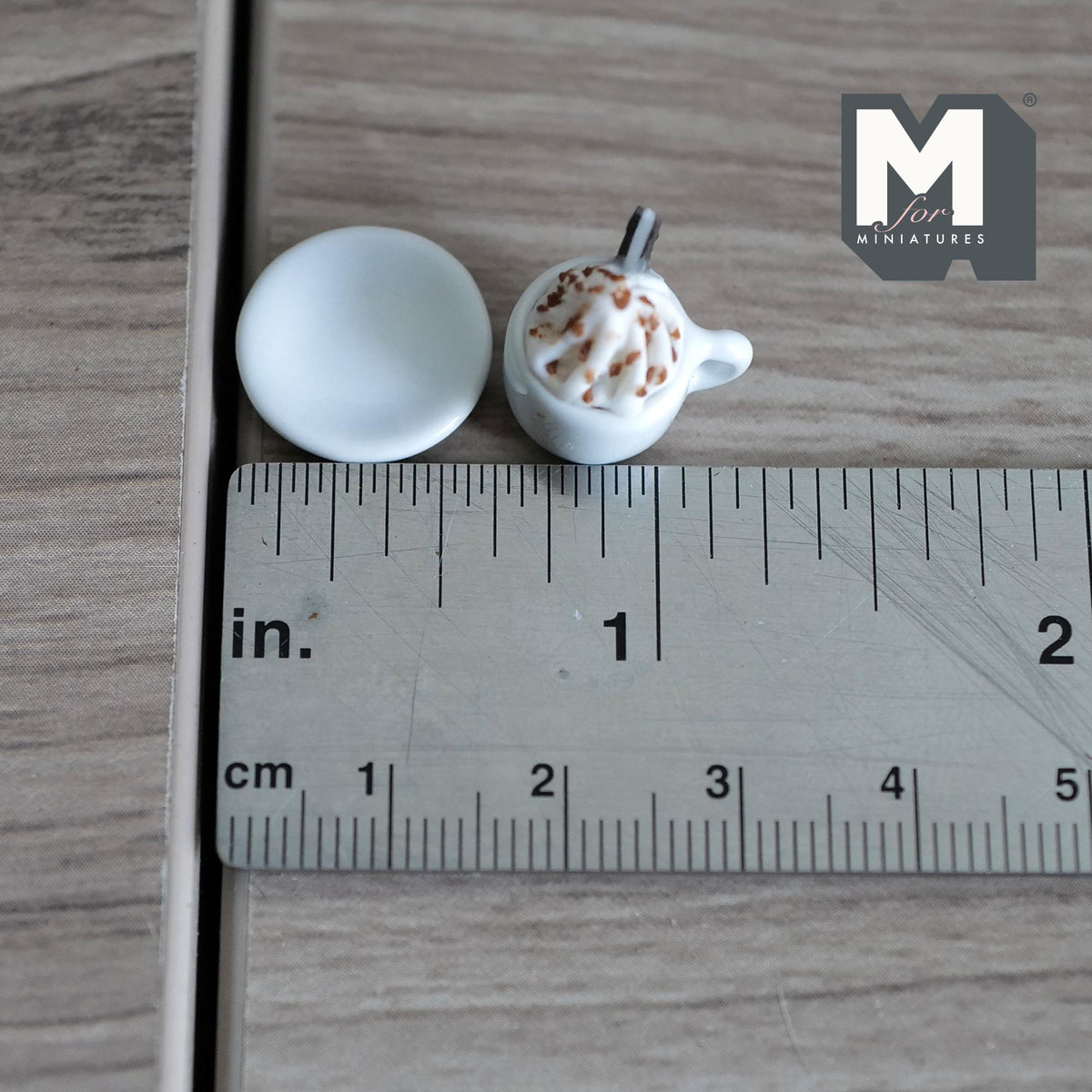 Miniature Hot Chocolate with Cream and Cookie 1:12 Scale Diorama Beverage - E090
