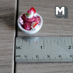 Miniature Chocolate Ice Cream Sundae on Ceramic Bowl 1:12 Scale Dollhouse Miniature Dessert 1-1/16 inch tall - H021