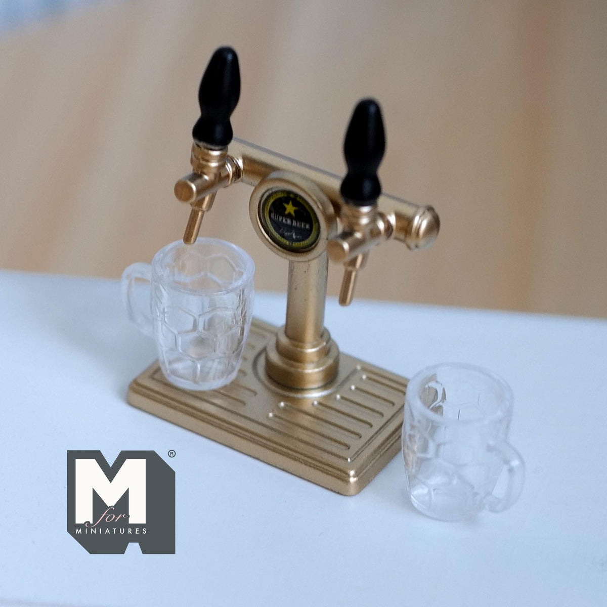 Miniature Metal Craft Beer Tap Tower and Mugs Beer Pump Handles Beer Tap Columns Draft Tower Draught Tower Tap Stand 1-5/8 inch tall - F063