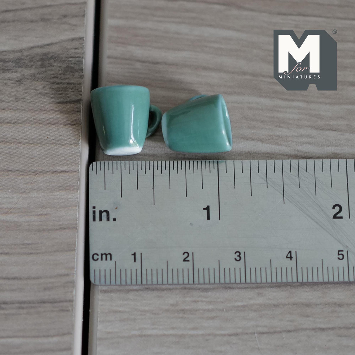 Miniature Ceramic Mugs 1:12 Scale Tiny Coffee Cups, Dollhouse Kitchen Accessories, Mini Cocoa Mugs, Diorama Decor Set of 2 (green) -
