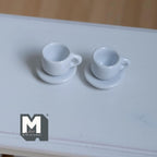 Miniature Ceramic Coffee Cup and Saucer 1:12 Scale Dollhouse Kitchen Tea Set of 2 - A076