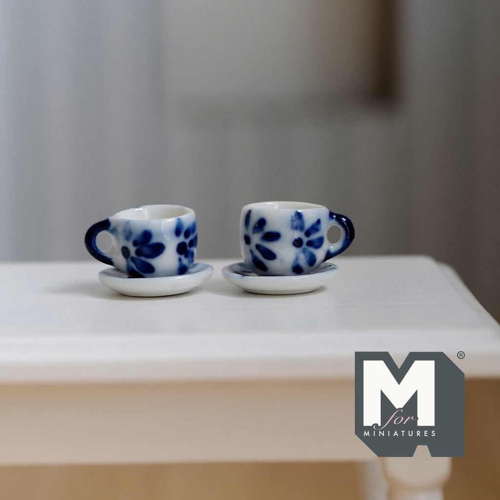 1:12 miniature ceramic coffee mug with handle tea cup 2 sets 4 pcs total - A076