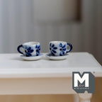 1:12 miniature ceramic coffee mug with handle tea cup 2 sets 4 pcs total - A076