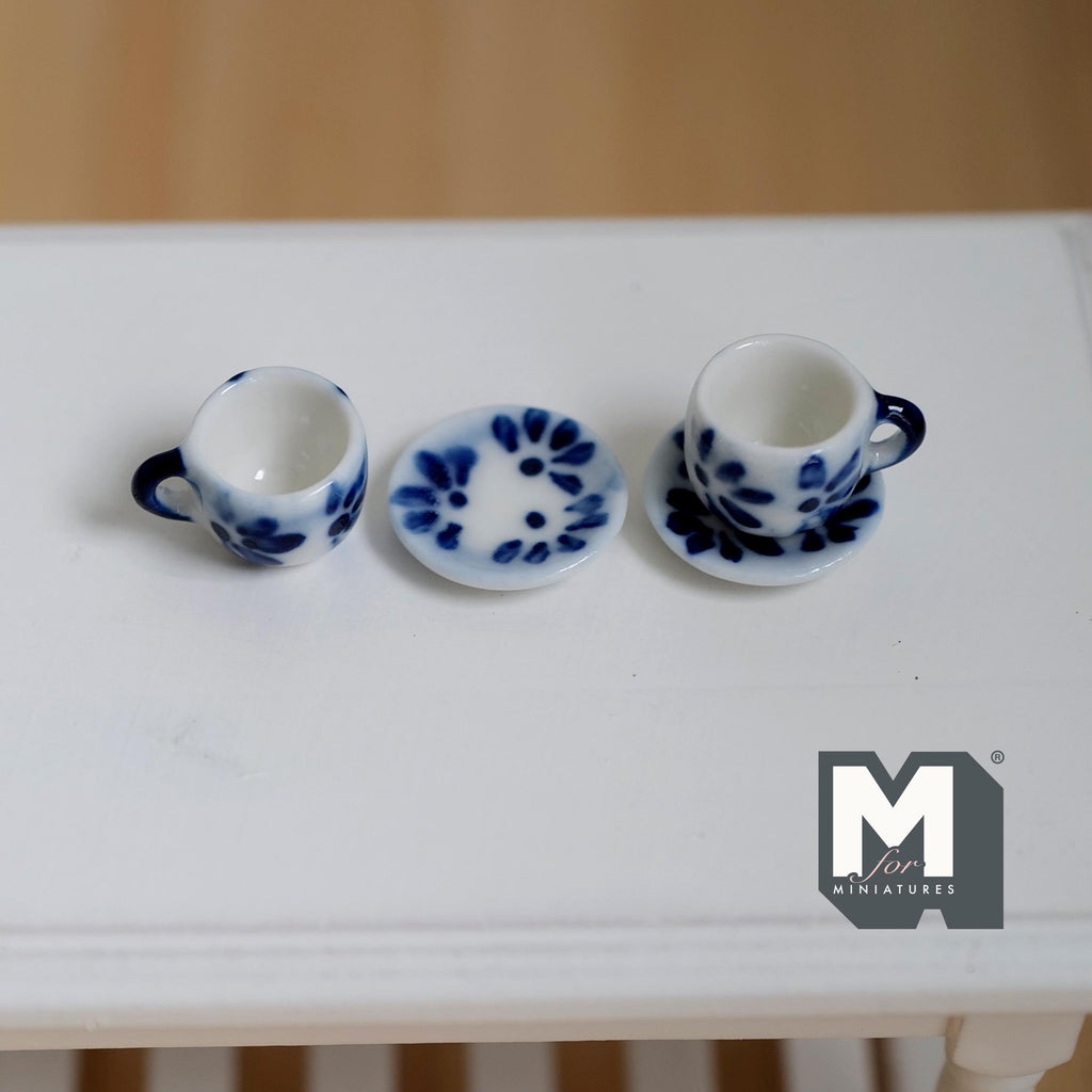 1:12 miniature ceramic coffee mug with handle tea cup 2 sets 4 pcs total - A076