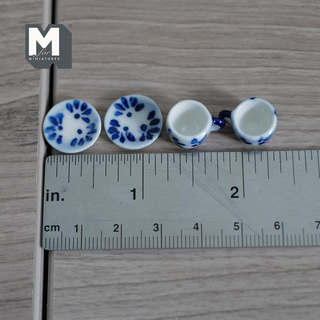 1:12 miniature ceramic coffee mug with handle tea cup 2 sets 4 pcs total - A076