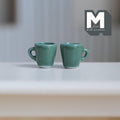 Miniature Ceramic Mugs 1:12 Scale Tiny Coffee Cups, Dollhouse Kitchen Accessories, Mini Cocoa Mugs, Diorama Decor Set of 2 (green) -