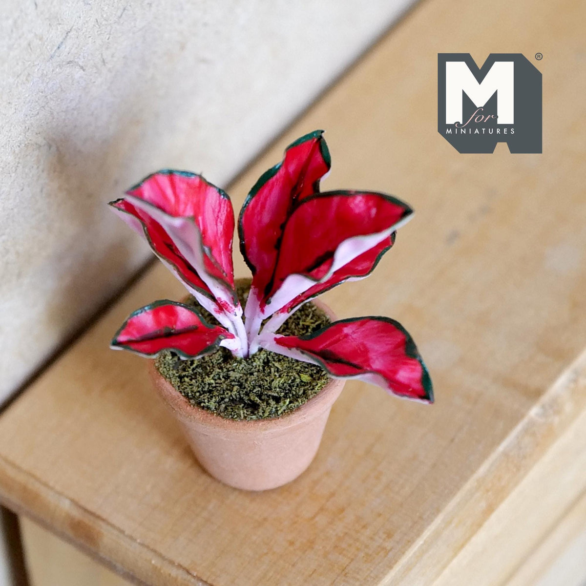 Miniature Clay Planter Pot Red Leaves 1:12 Scale Miniature Potted Flowers Dollhouse Potted Flowers Miniature Flowers 1-9/16 inch tall - H029