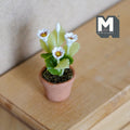 Miniature Clay Planter Pot White Flowers 1:12 Scale Potted Flowers Dollhouse Potted Flowers Mini Flower Pot 1-5/16 inch tall - H032