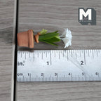 Miniature Clay Planter White Tuberose 1:12 Scale Miniature Potted Flowers , Dollhouse Potted Flowers 1-5/8 inch tall - H031