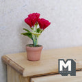 1:12 Scale Miniature Red Carnation / Flowers Planter Dollhouse Potted Flowers 1-5/16 inch tall - H031