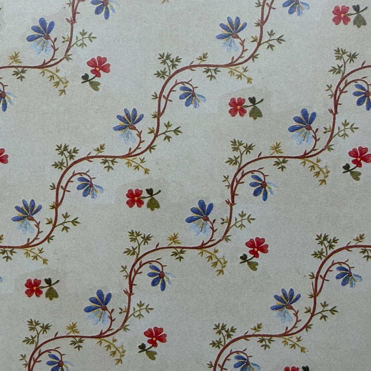 1:12 Scale Miniature Floral Trellis Wallpaper with Printed Border, 18-11/16 x 10-7/16 inch, DIY Dollhouse Supply (cream)