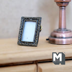 Miniature Portrait Frame 1:12 Scale Dollhouse Rectangular Metal Photo Frame with Stand 11/16 inch tall - B053
