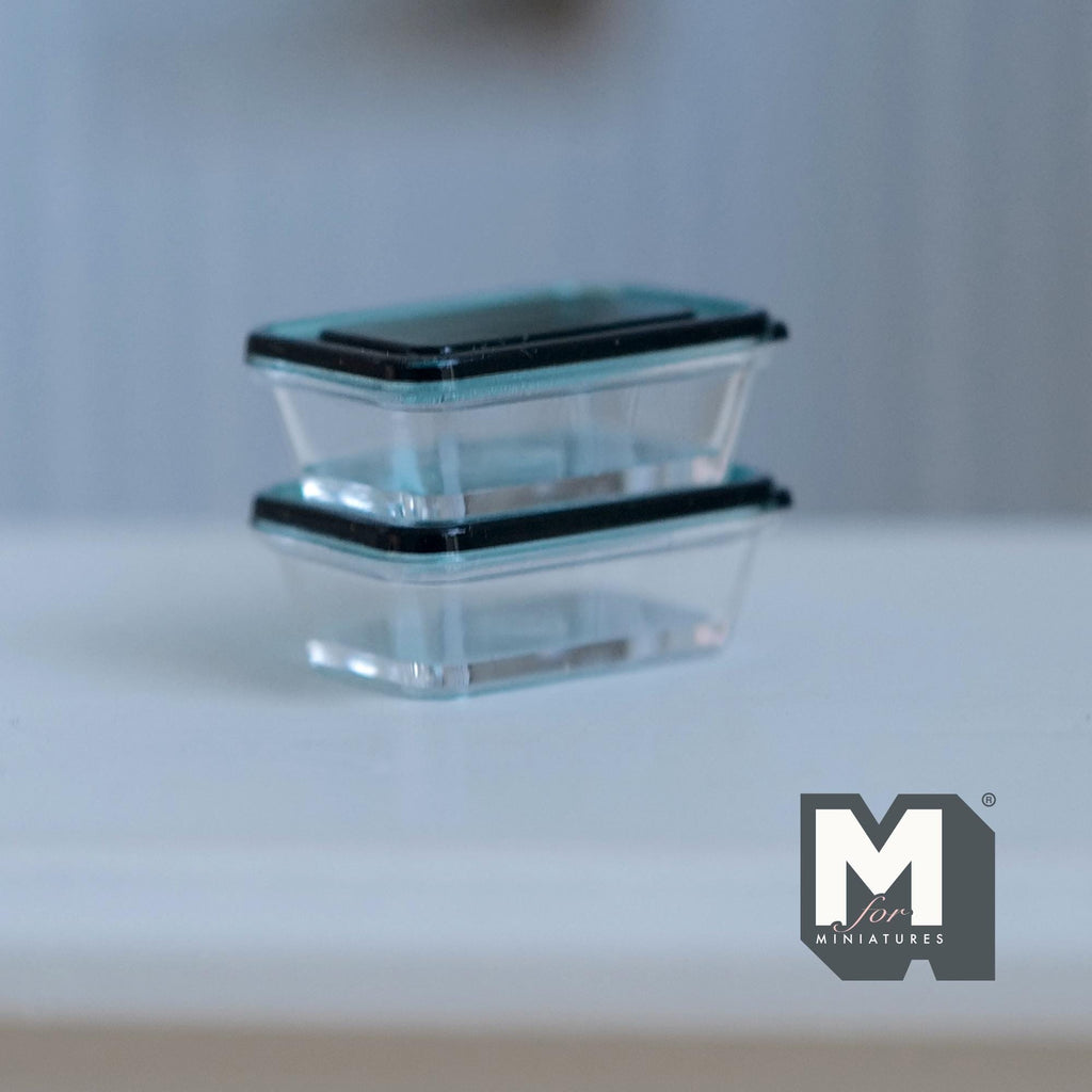 Miniature Food Container Box Set of 2  , 1:12 Scale Dollhouse Lunch Box with Lid 11/16 inch long (red) - H016