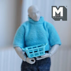 Miniature Blue Laundry Basket with Handles 1:12 Scale Dollhouse Storage Crate Diorama Accessory 1-3/16 inch long - F029